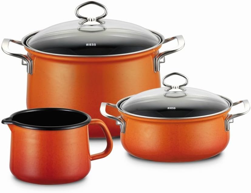 Riess, 0520-034, Starter-Set 3-teilig, NOUVELLE, CORALL, bestehend aus: Fleischtopf mit Glasdeckel 2