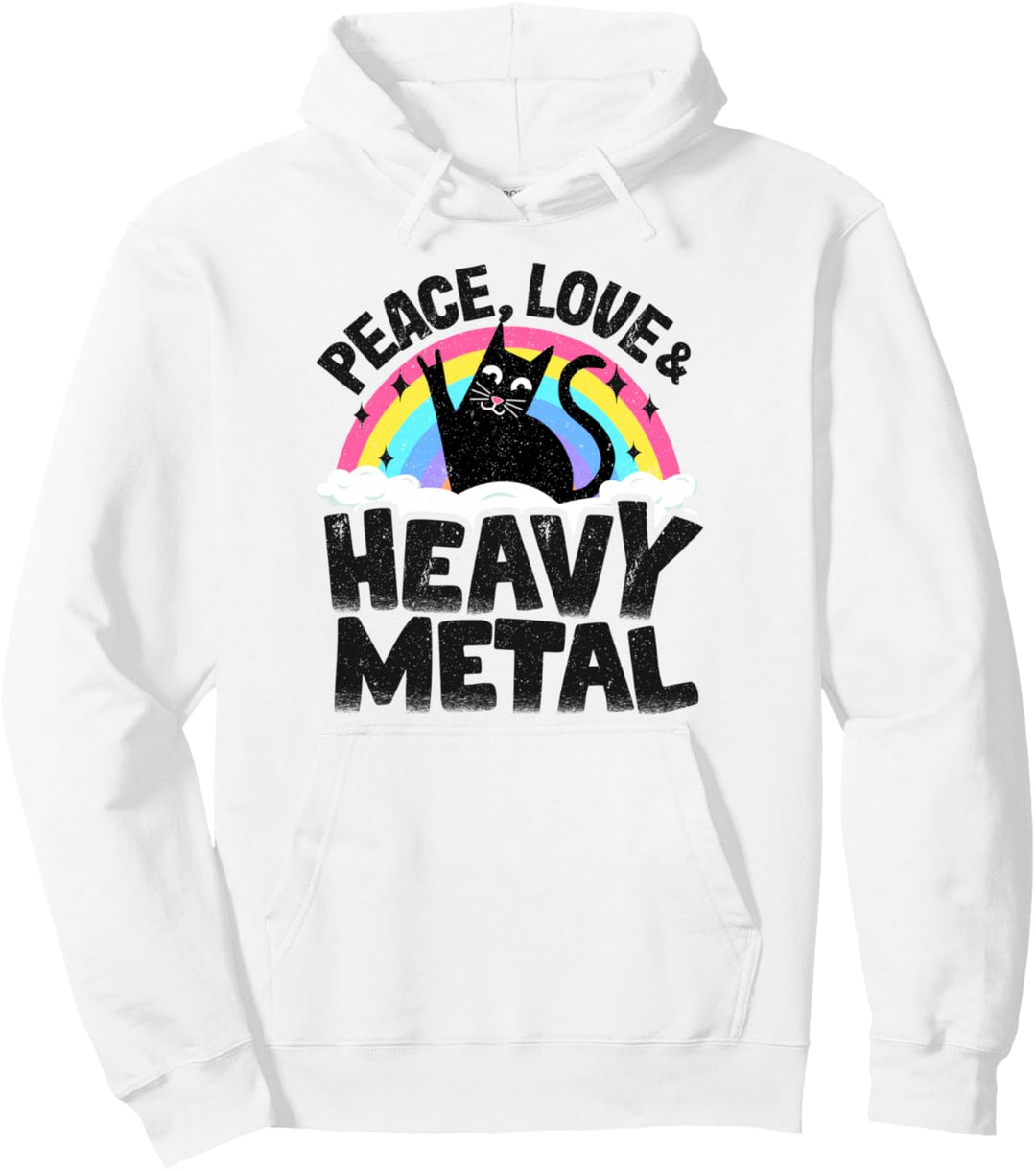Peace Love & Heavy Metal Katzen-Kinder-Punk-Band, Metall Pullover Hoodie