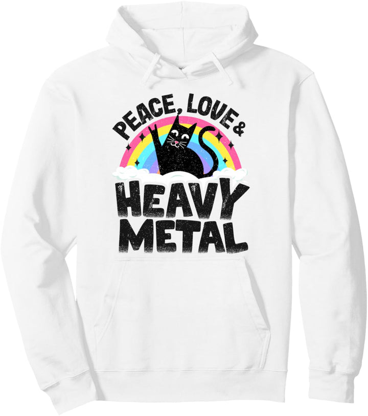 Peace Love & Heavy Metal Katzen-Kinder-Punk-Band, Metall Pullover Hoodie