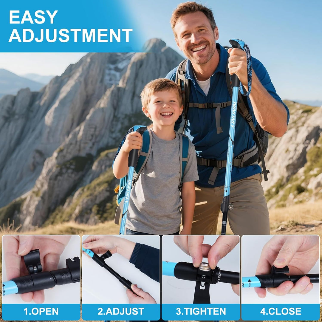 Ninonly Wanderstöcke faltbar Carbon, Nordic Walking Stöcke Damen & Herren, Leichte Teleskop Wanderst