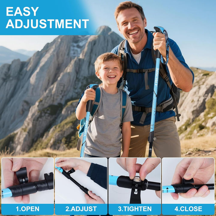 Ninonly Wanderstöcke faltbar Carbon, Nordic Walking Stöcke Damen & Herren, Leichte Teleskop Wanderst