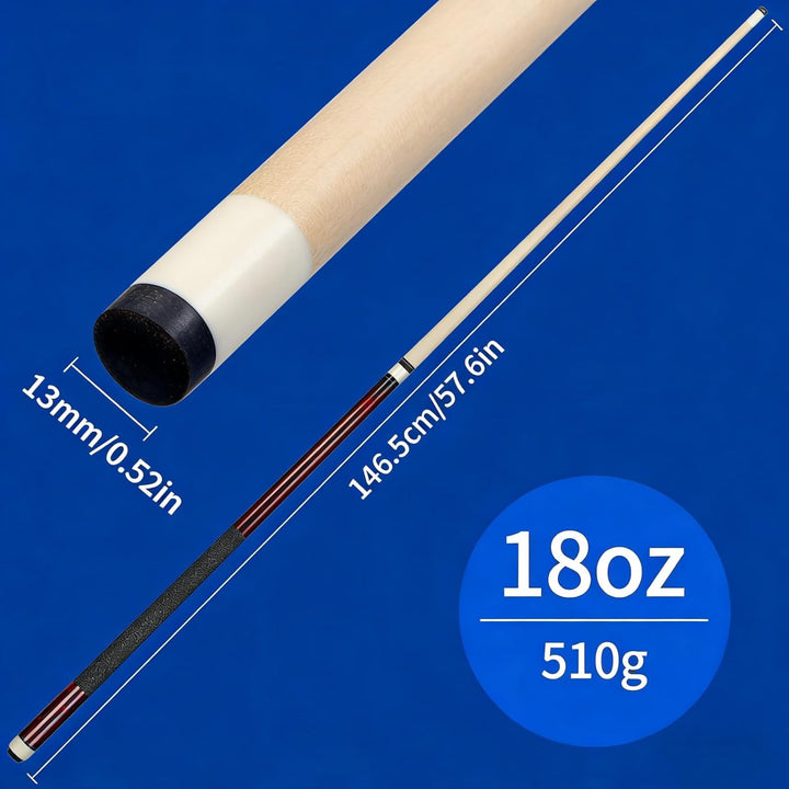 Kmise Billard Queue, 147 cm 18–21 oz Profi Queue aus Kanadischem Ahorn, Verbesserter Griff, 4 Farben