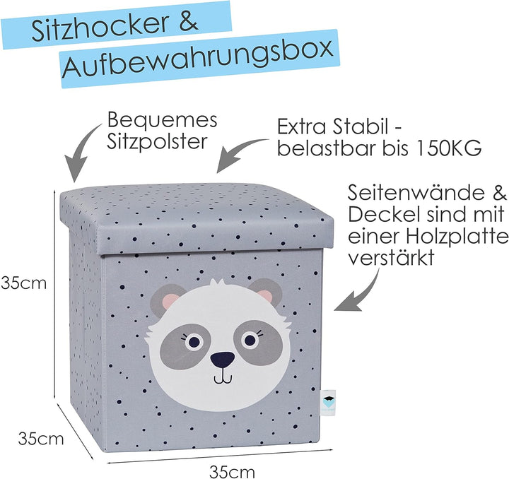LOVE IT STORE IT Sitzhocker mit Stauraum - Spielzeugkiste aus Stoff - Verstärkt mit Holz - Belastbar