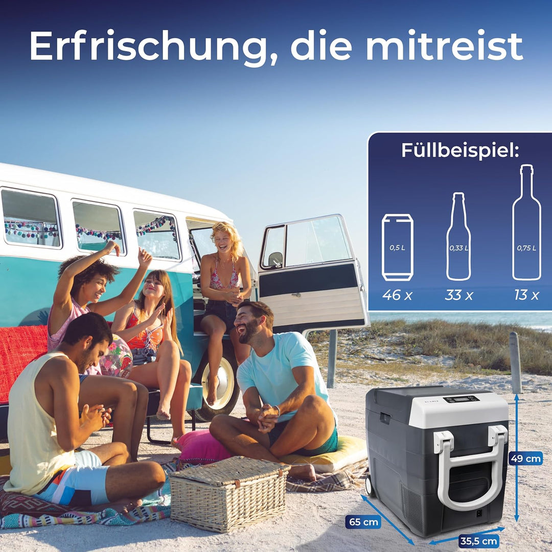 KLAMER elektrische Kühlbox, Kühlbox mit Kühl- und Warmhaltefunktion, 2 Anschlüsse: 230V & 12V für Zi