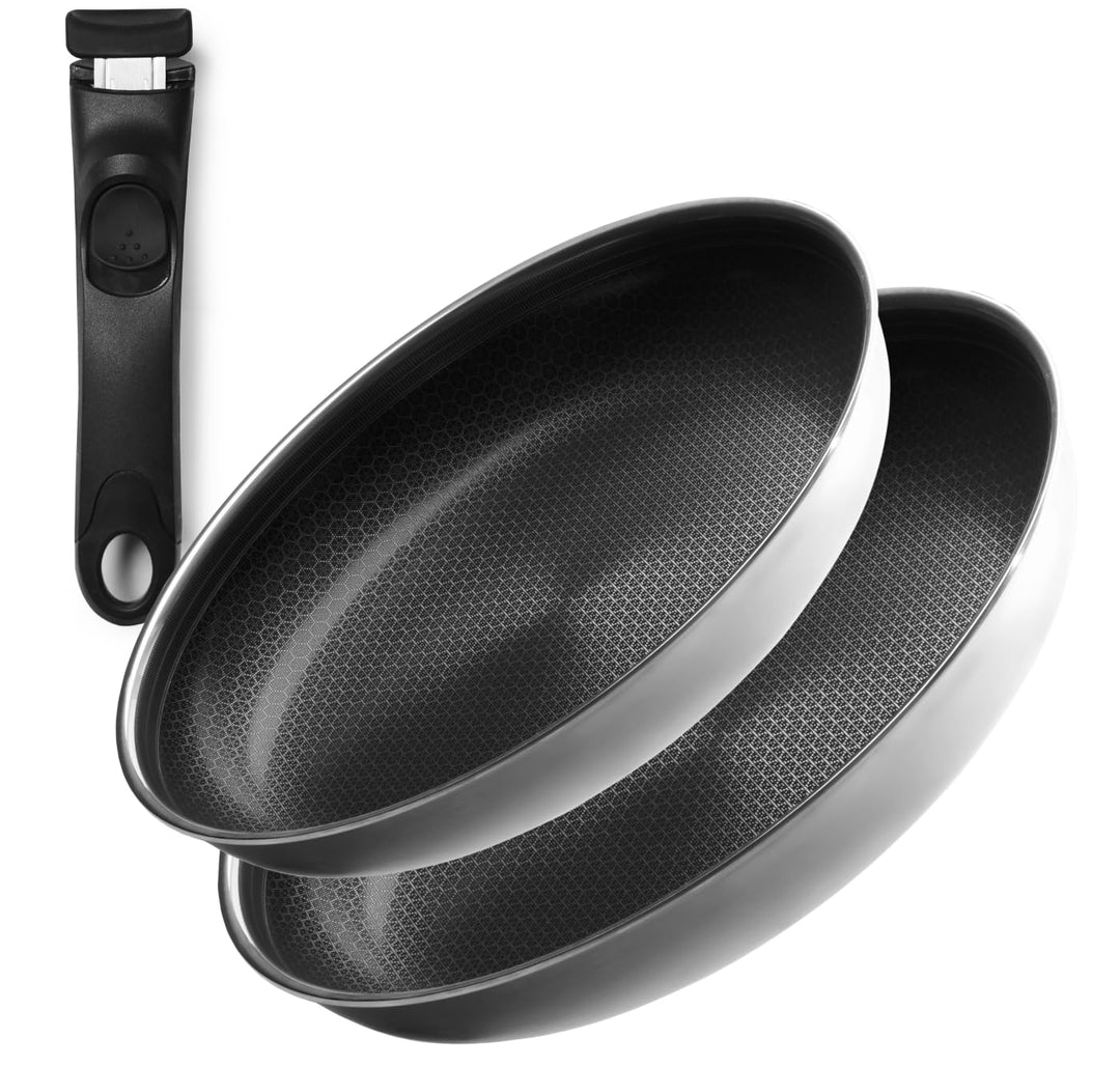 Bratpfannenset 2-teilig – 24 & 28cm Mit Abnehmbarem Griff | Beschichtete Pfannen Für Induktion & All
