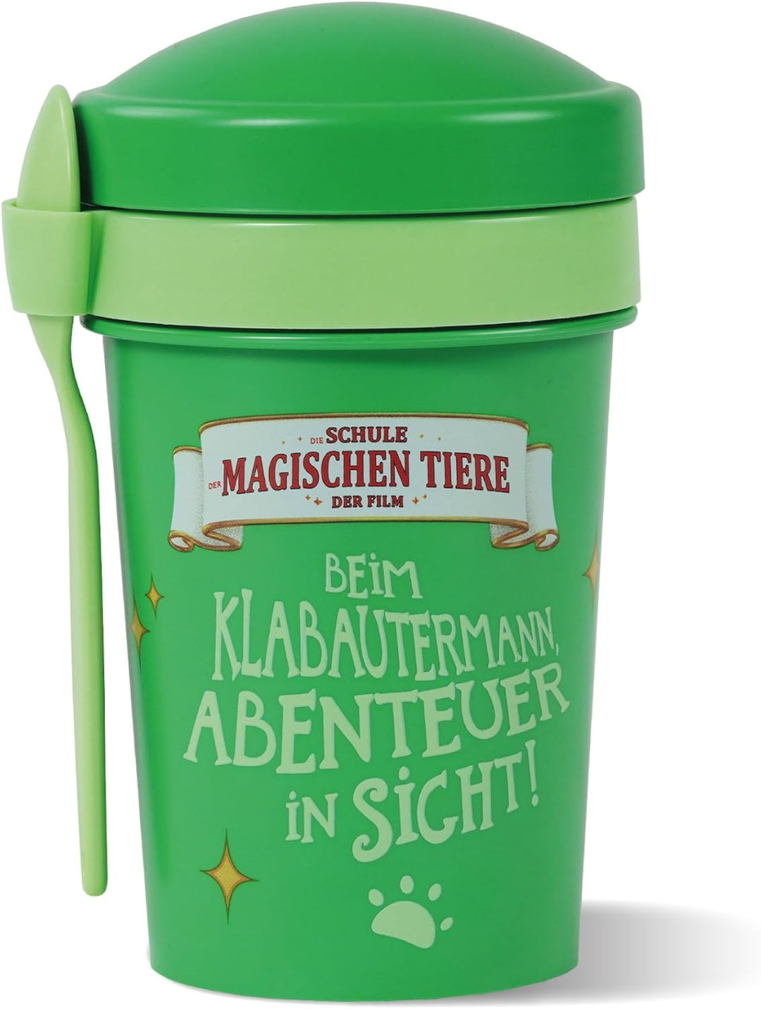 AWAVE Die Schule der Magischen Tiere Müslibecher To Go 540 ml rPET Grün Henrietta, Becher mit Löffel