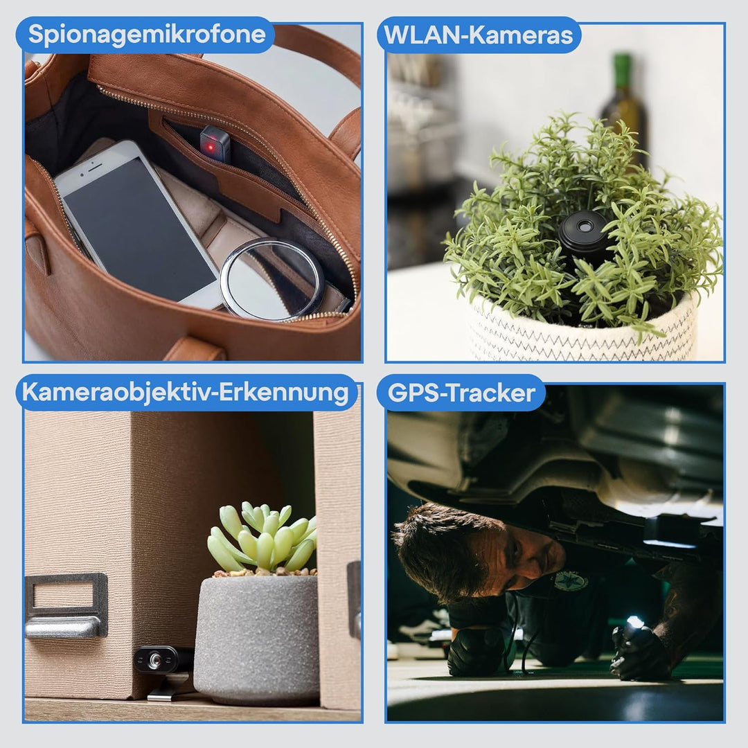 Wanzen Detektor Anti-Spy – RF Scanner für Versteckte Kamera, GPS Tracker & Abhörgeräte, Signal Detek