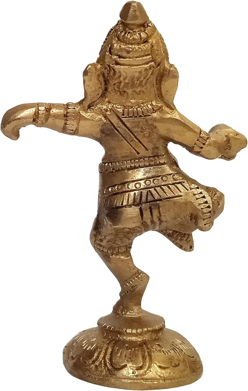 Purpledip Messing-Statue: Tanzender Ganesha (Ganapathi/Vinayaka) Idol in einzigartiger Haltung (1108