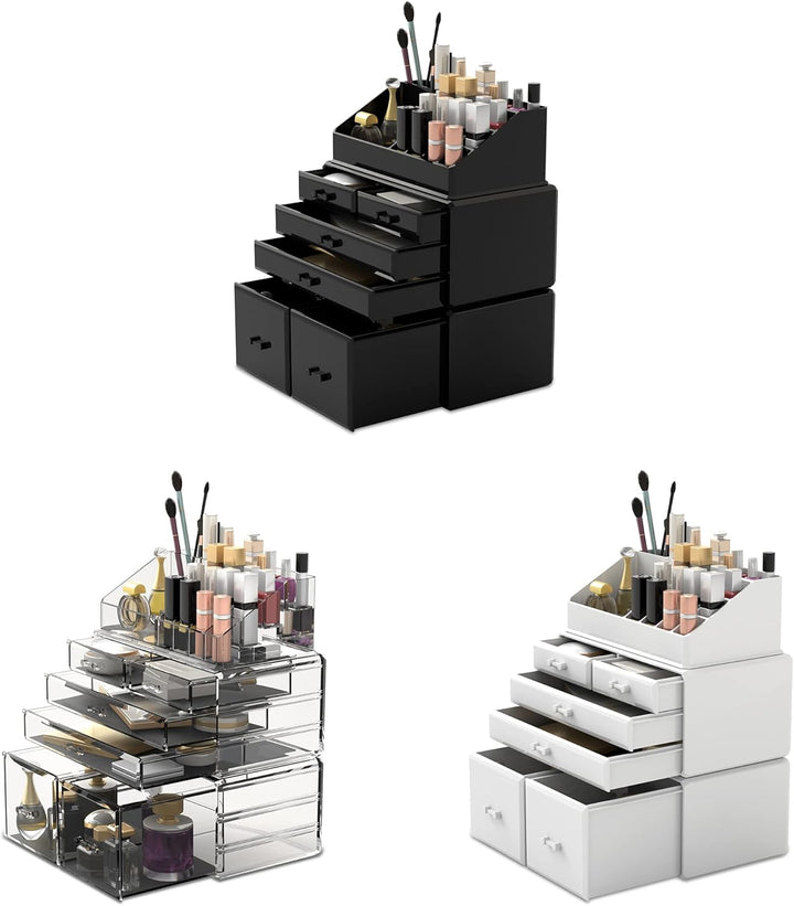 Readaeer Makeup Organizer/Kosmetik Aufbewahrungsbox/Schmink Aufbewahrungskasten in 3 Lagen mit 6 Sch