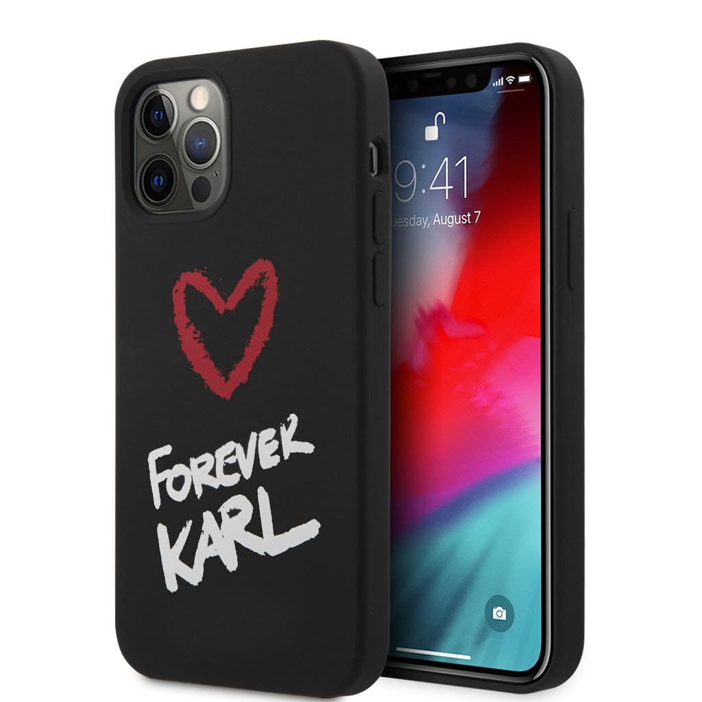 KARL LAGERFELD KLHCP12LSILKRBK Silicone Forever Karl Hülle für iPhone 12 Pro Max 6,7" schwarz