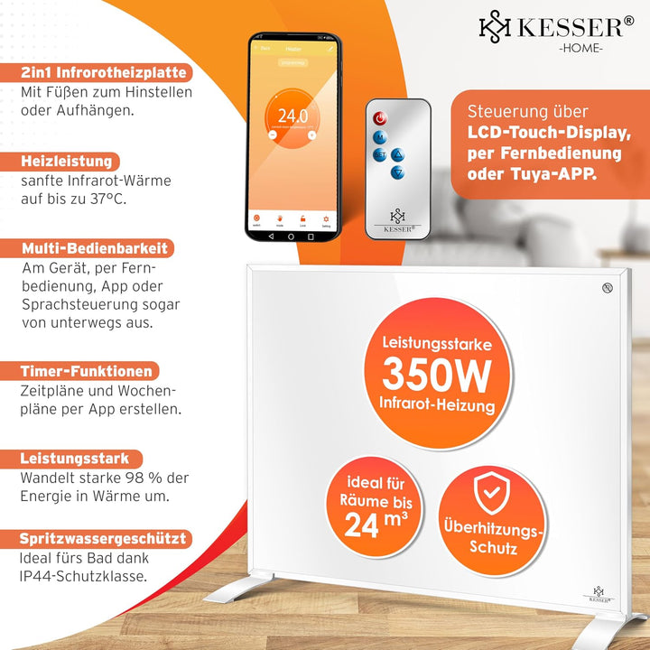 KESSER® Infrarotheizung Energiesparend Infrarot Standgerät & Wandmontage Elektroheizung 350W mit Fer