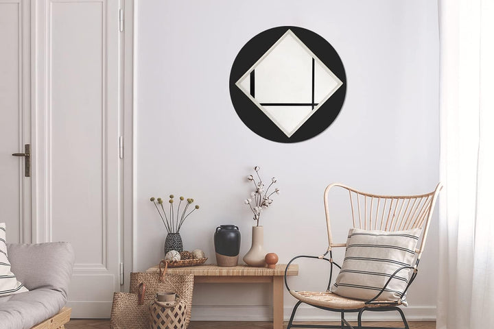 MuchoWow Wandbild Rund Wanddeko Deko Wohnzimmer Bilder 60x60 cm Komposition 4 - Piet Mondrian, 60x60