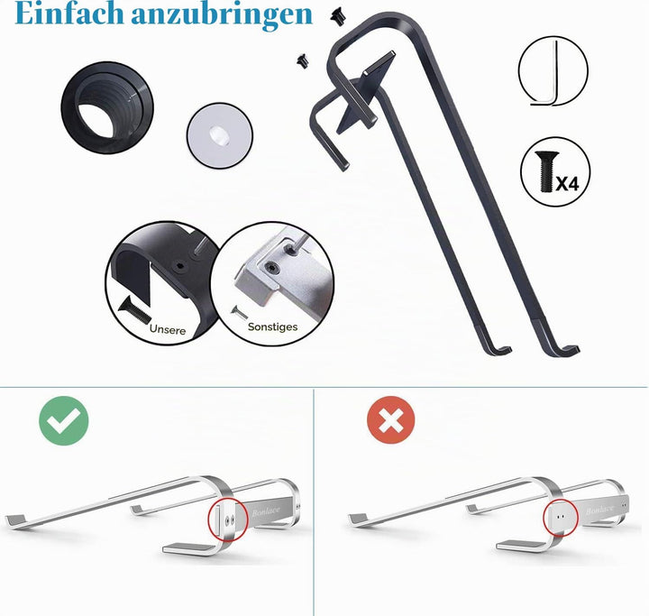 Geschenk für Männer Laptopständer Laptop Ständer - Ergonomisch Aluminium Computerständer PC Halter L