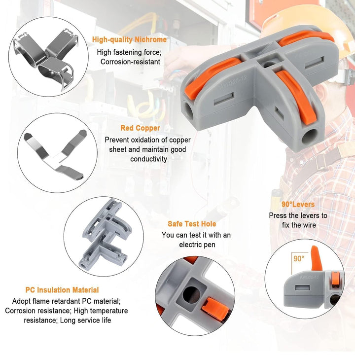 EEEKit 30 Stück Kompakter Drahtleiterverbinder, T-Verbinder Hebelmutter-Drahtverbinder, Elektrische