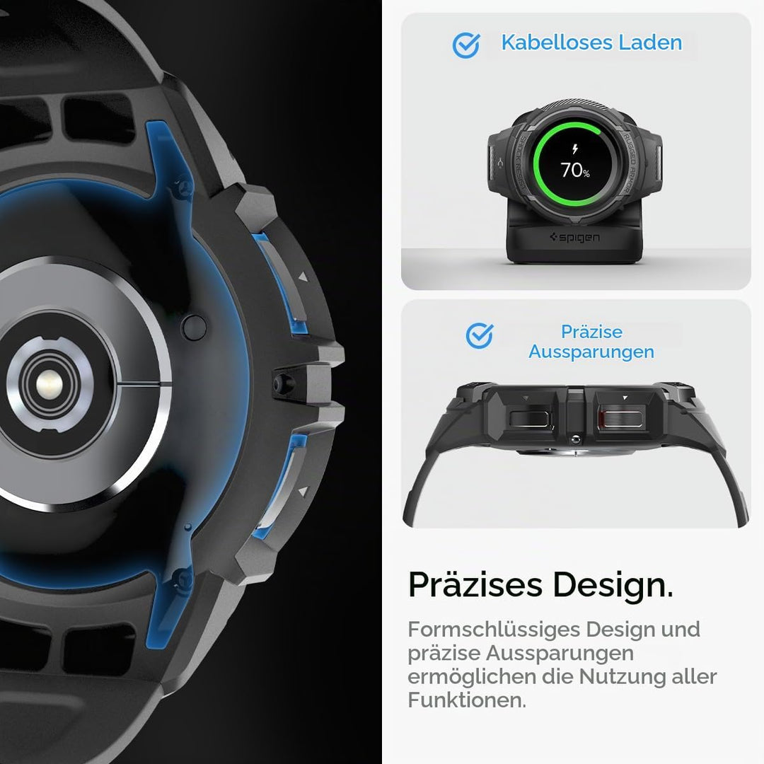 Spigen Rugged Armor Pro Hülle mit Armband Kompatibel mit Samsung Galaxy Watch 6 Classic 47mm 2023 -