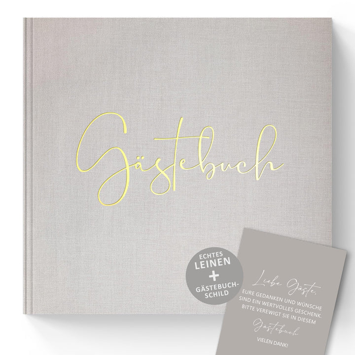 Gästebuch Leinen mit Goldprägung Hardcover 100 Seiten