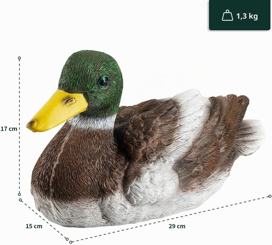 VERDOBA Gartendekoration Ente aus Kunstharz handbemalt - Gartenfiguren für aussen &amp; Wintergarten Dek