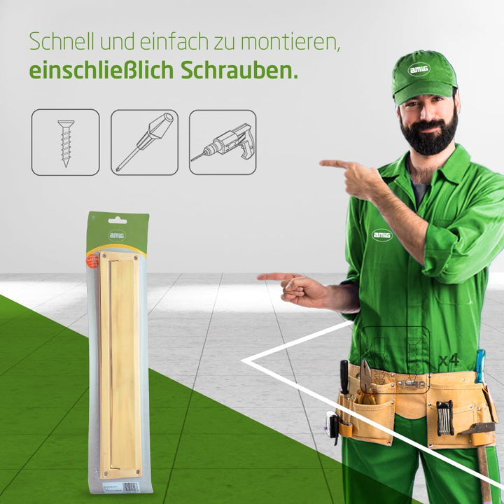 Amig - Briefschlitz für Briefkasten | Für Innen- und Aussenwände oder -Türen | Briefeinwurf aus Edel