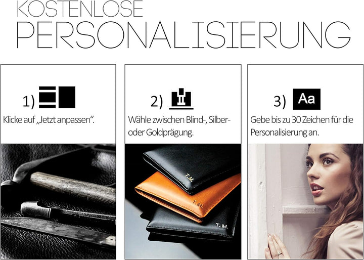 DELMON VARONE - Personalisierbare Dokumentenmappe DIN A4 mit Schloss & Schlüssel inkl. 3 Klarsichthü