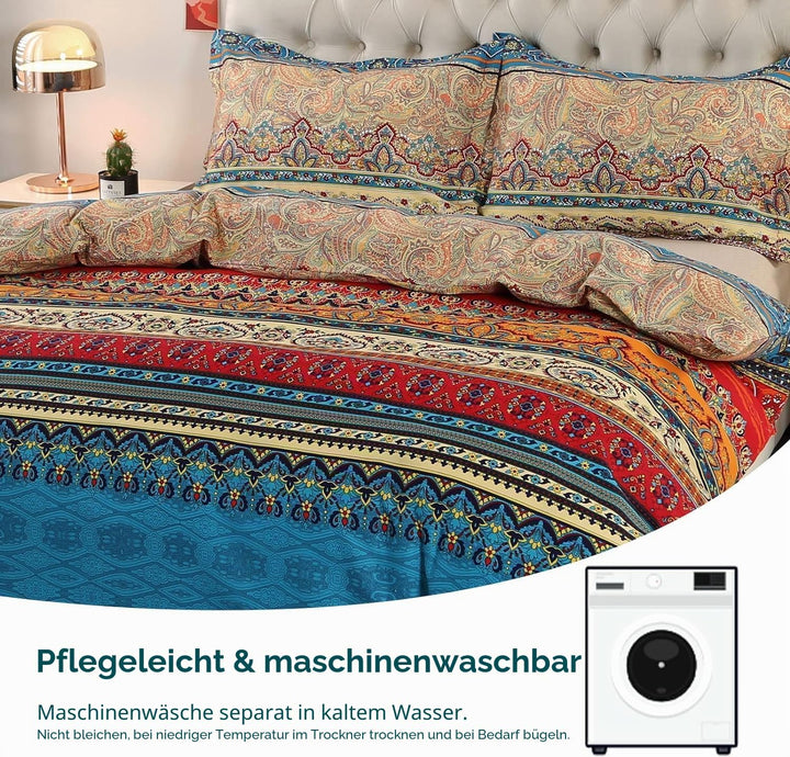 Qucover Bettwäsche 155x220cm 100% Baumwolle Bettbezug mit Reissverschluss 155 x 220 cm 2 TLG. mit Ki