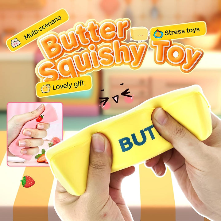 4 Stück Set Dumpling Squishy + Butter Squishy, PU Material Sensorisches Spielzeug mit Aufbewahrungsb