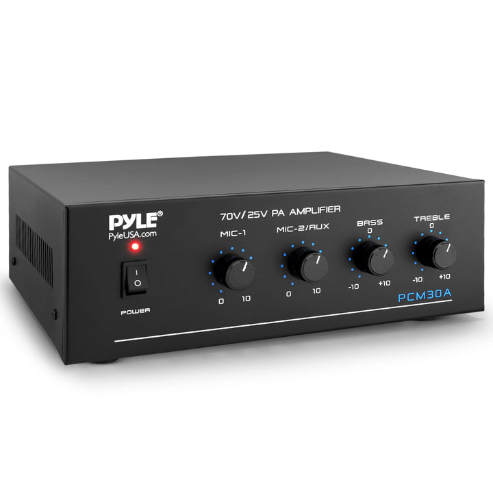 Pyle PA-Verstärker – 60W Bluetooth Amp mit 25/70V-Ausgang & 2 Mikrofoneingängen | Mit Bass-/Höhenreg