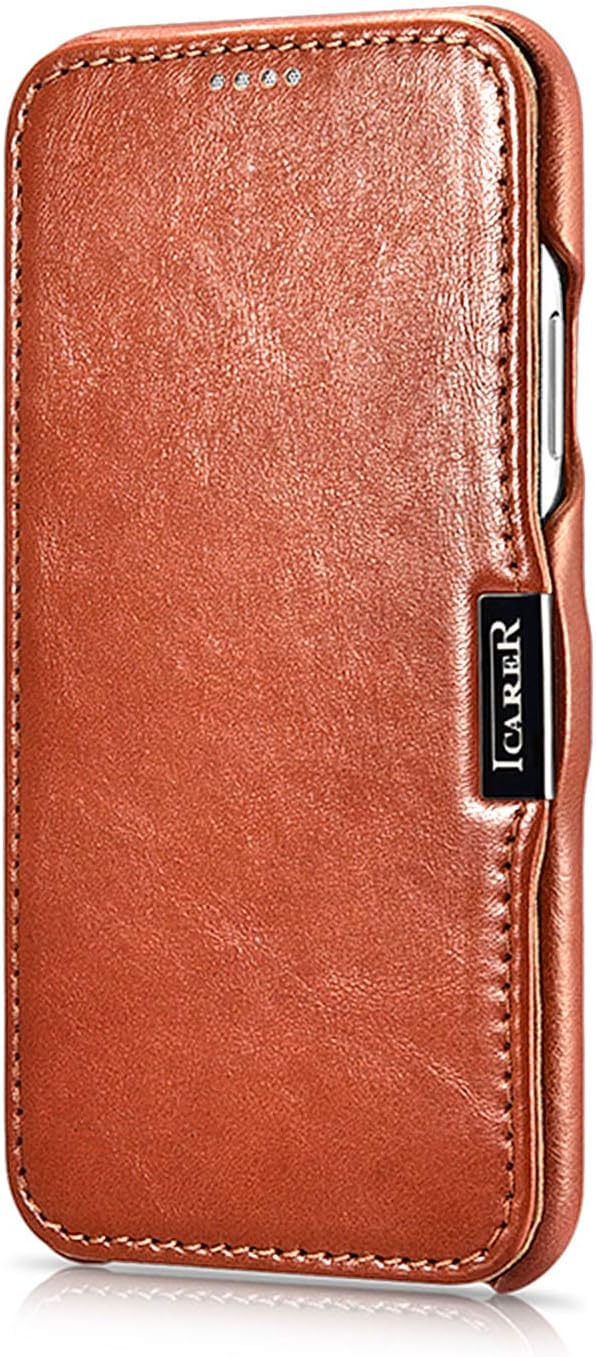 ICARER Hülle passend für Apple iPhone XS und iPhone X, Handyhülle mit echtem Leder, Case, Schutz-Hül