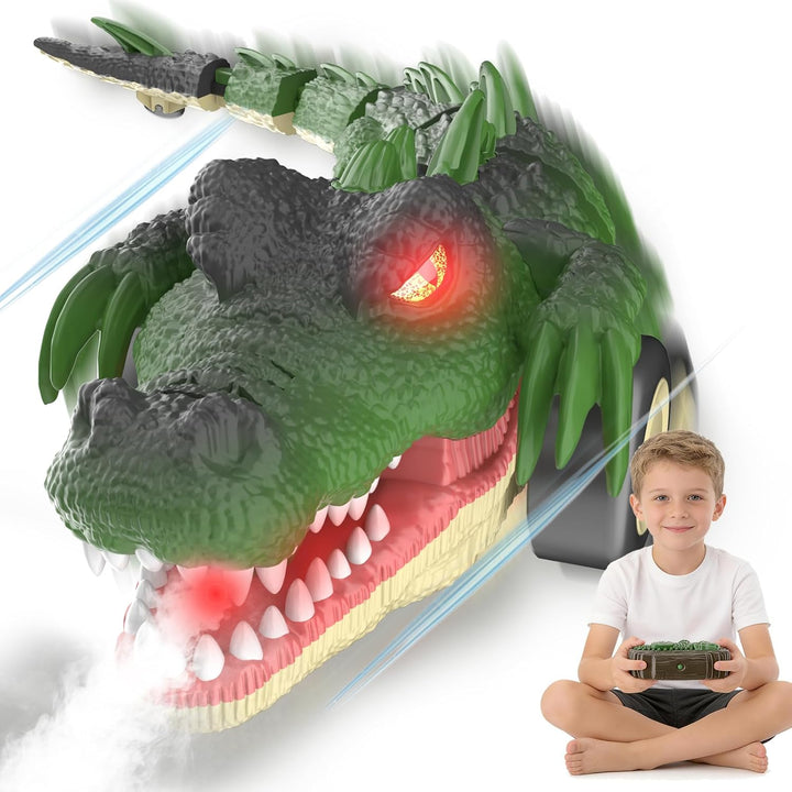 2,4G RC Krokodil Auto Spielzeug für Kinder, Ferngesteuertes Alligator Spielzeug mit Rollen Drehungen