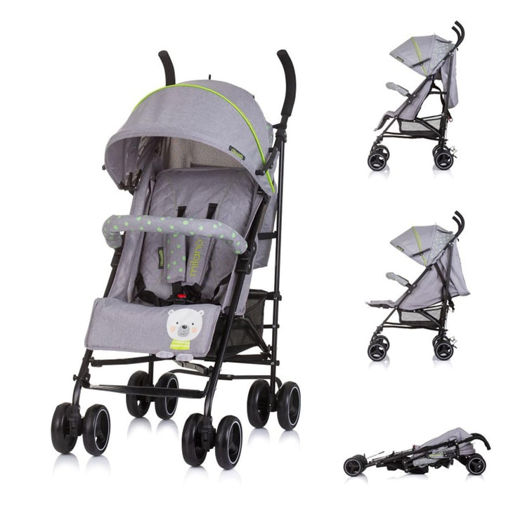 Chipolino Kinderwagen Milano Buggy bis 22 kg, Rückenlehne verstellbar, faltbar grau, grau
