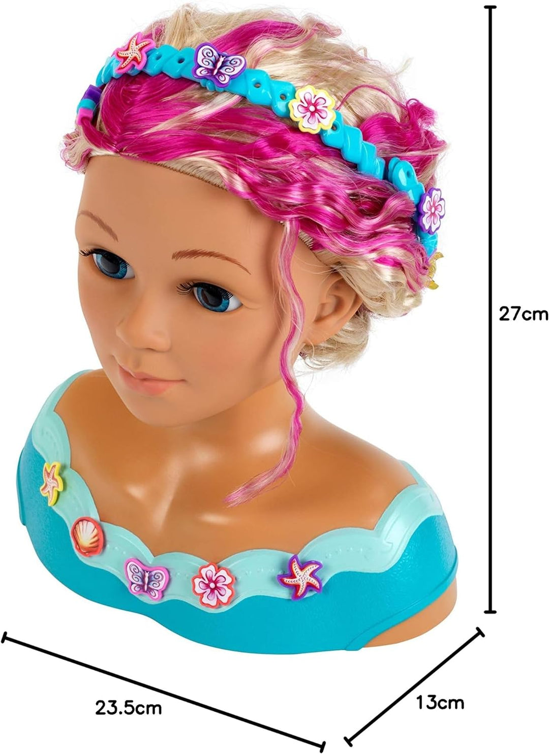 Klein Theo 5398 Princess Coralie Schmink- und Frisierkopf 'Mariella' | Mit Haarschmuck, Kosmetik u.v