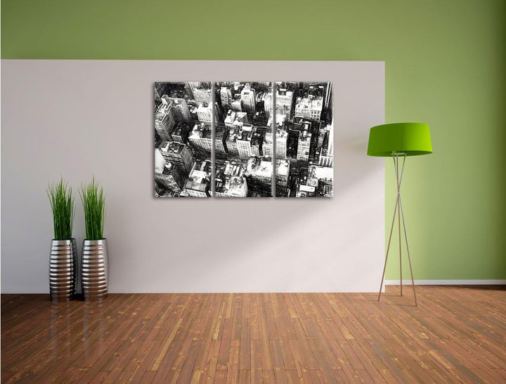 Pixxprint New York City von Oben Kohle Effekt 3-Teiler Leinwandbild 120x80 Bild auf Leinwand