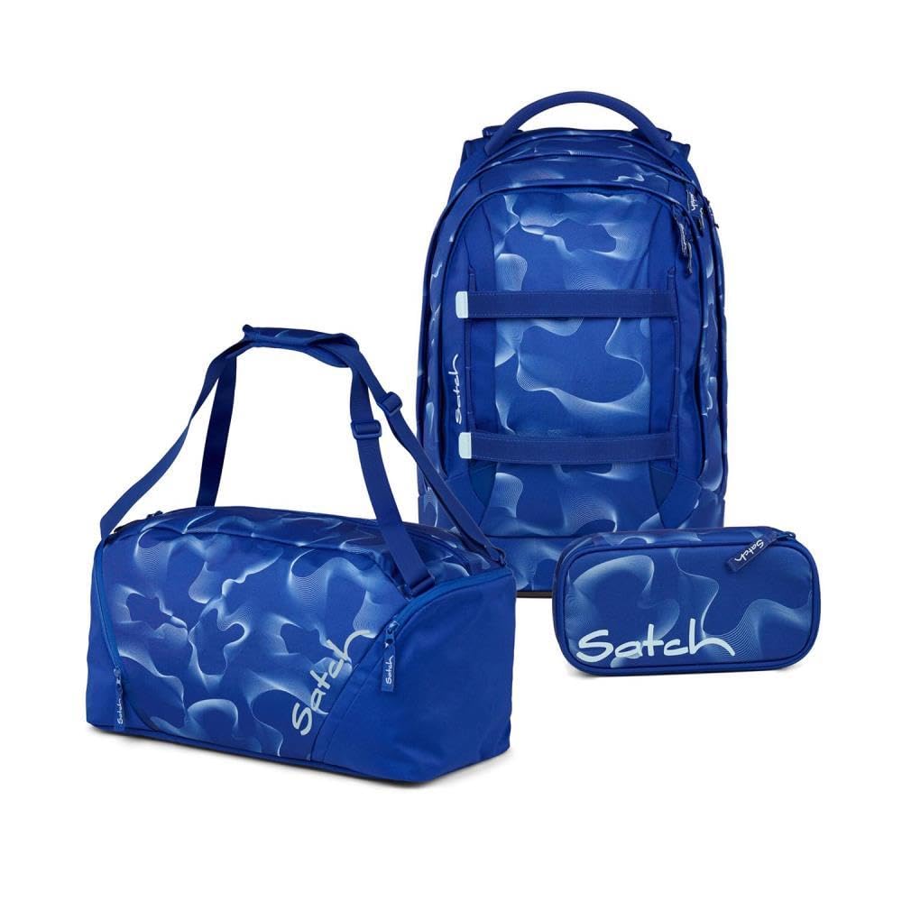 Satch Pack Schulrucksack Set 3tlg. inkl. Schlamperbox und Sporttasche (Vibrant Blue), Vibrant Blue