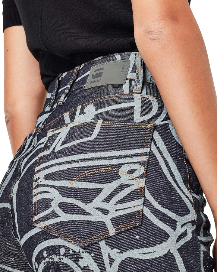 G-STAR Damen Janeh Ultra High Mom Ankle Jeans 32W / 30L Mehrfarben (Raw Denim Charcoal Line Art Spla