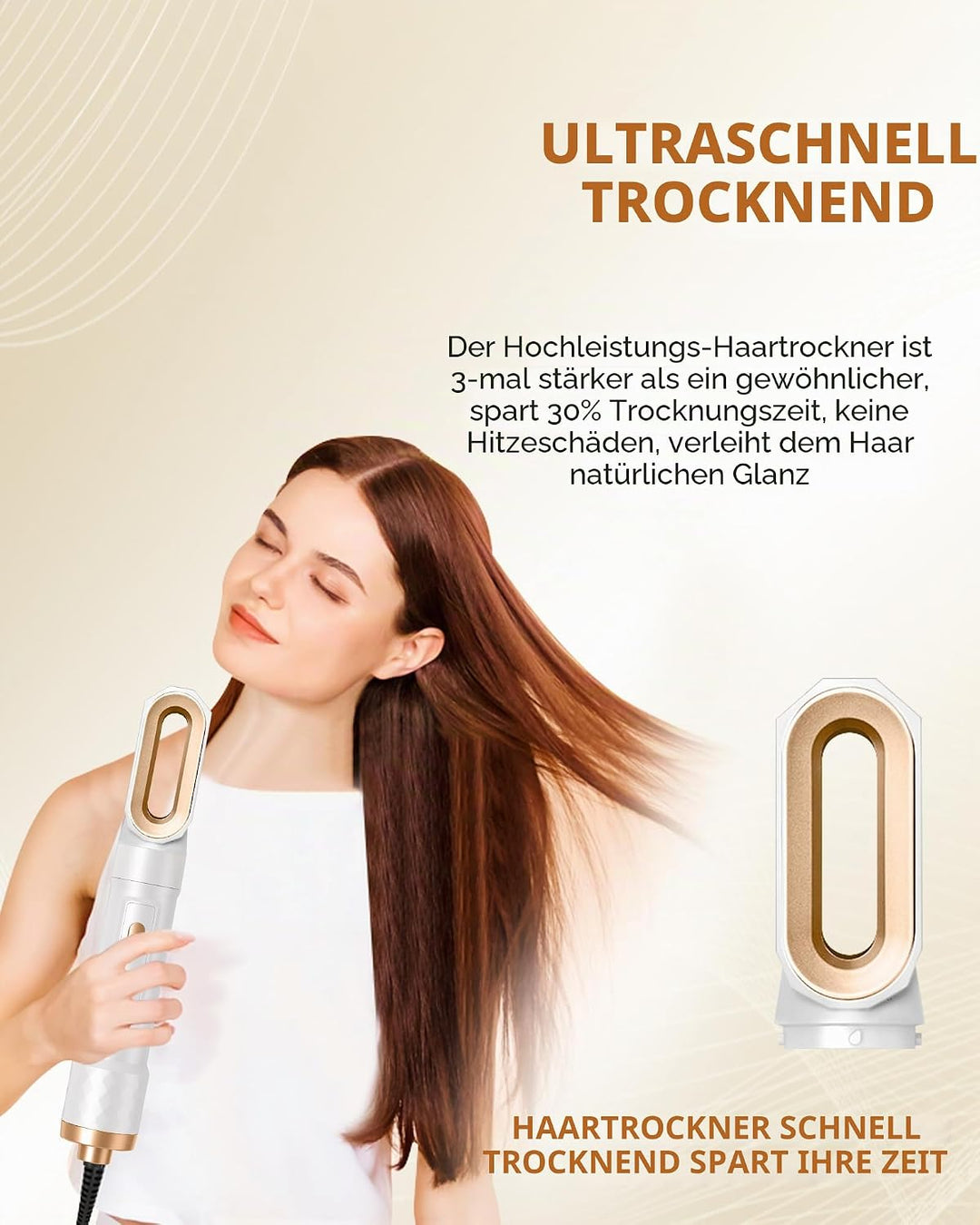 UKLISS Airstyler 6 in 1 Hairstyler Haarstyler mit Air Lockenstab Föhn Heissluftbürste Haarstyling Ge