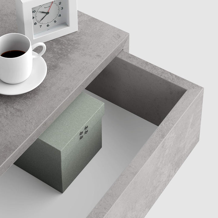 MOBILI FIVER, Riccardo Nachttisch, Grauer Beton, Made In Italy, Grauer Beton