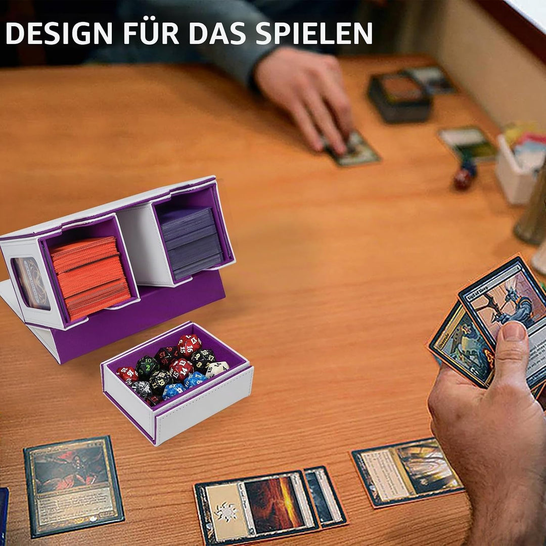 AFIING MTG Commander Kartenbox, 3-in-1 Karten-Aufbewahrungsbox für 200+ doppelt gesleevte Karten, Ma