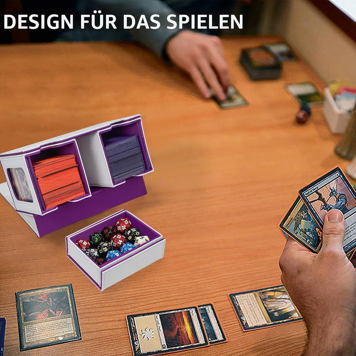 AFIING MTG Commander Kartenbox, 3-in-1 Karten-Aufbewahrungsbox für 200+ doppelt gesleevte Karten, Ma