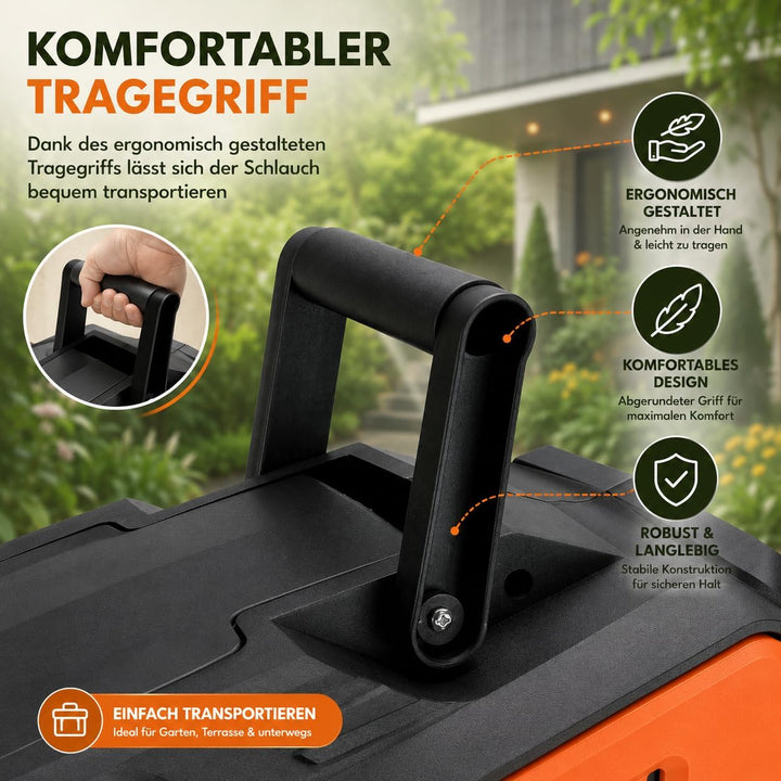 Schlauchtrommel & Wand-Schlauchbox 20M+2M – Hochwertiger 1/2-Zoll Automatik-Gartenschlauch mit 180°