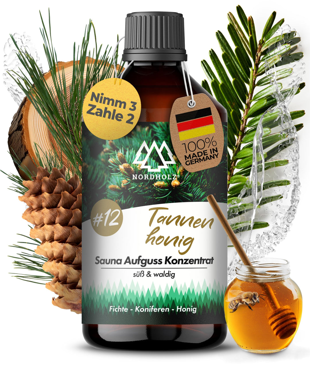 NORDHOLZ® Saunaaufguss [54 Sorten 15ml, 100ml, 250ml] - Sauna Aufgussmittel für intensive &amp; erholsam