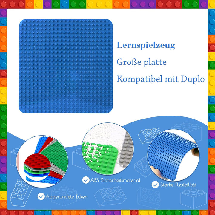 grosse Platte Kompatibel mit Lego Duplo, 38 x 38cm grundplatte, Konstruktionsspielzeug für Mädchen u