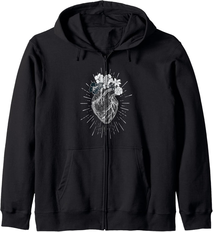 Floral Anatomical Human Heart Geschenk für einen Kardiologen Kapuzenjacke