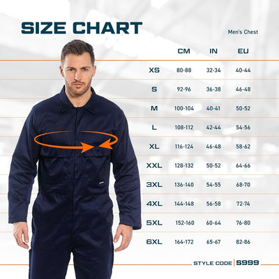 Portwest S999 Herren Euro-Arbeitskleidung Polycotton Overall Arbeitsanzug Blau Navy XS, Blau Navy XS