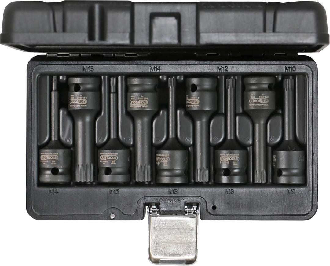KS Tools 911.0944 1/2" Kraft-Bit-Stecknuss-Satz Vielzahn, 9-tlg., 35 x 25 x 13 cm