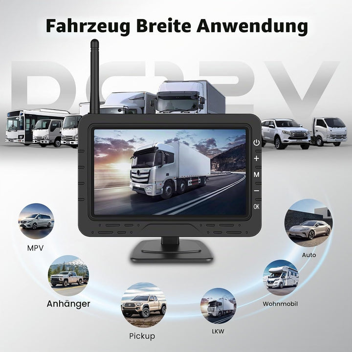 Hodozzy Kabellose Digitale Rückfahrkamera Set, 4,3 Zoll Display mit Nachtsicht &amp; IP68 wasserdichte R