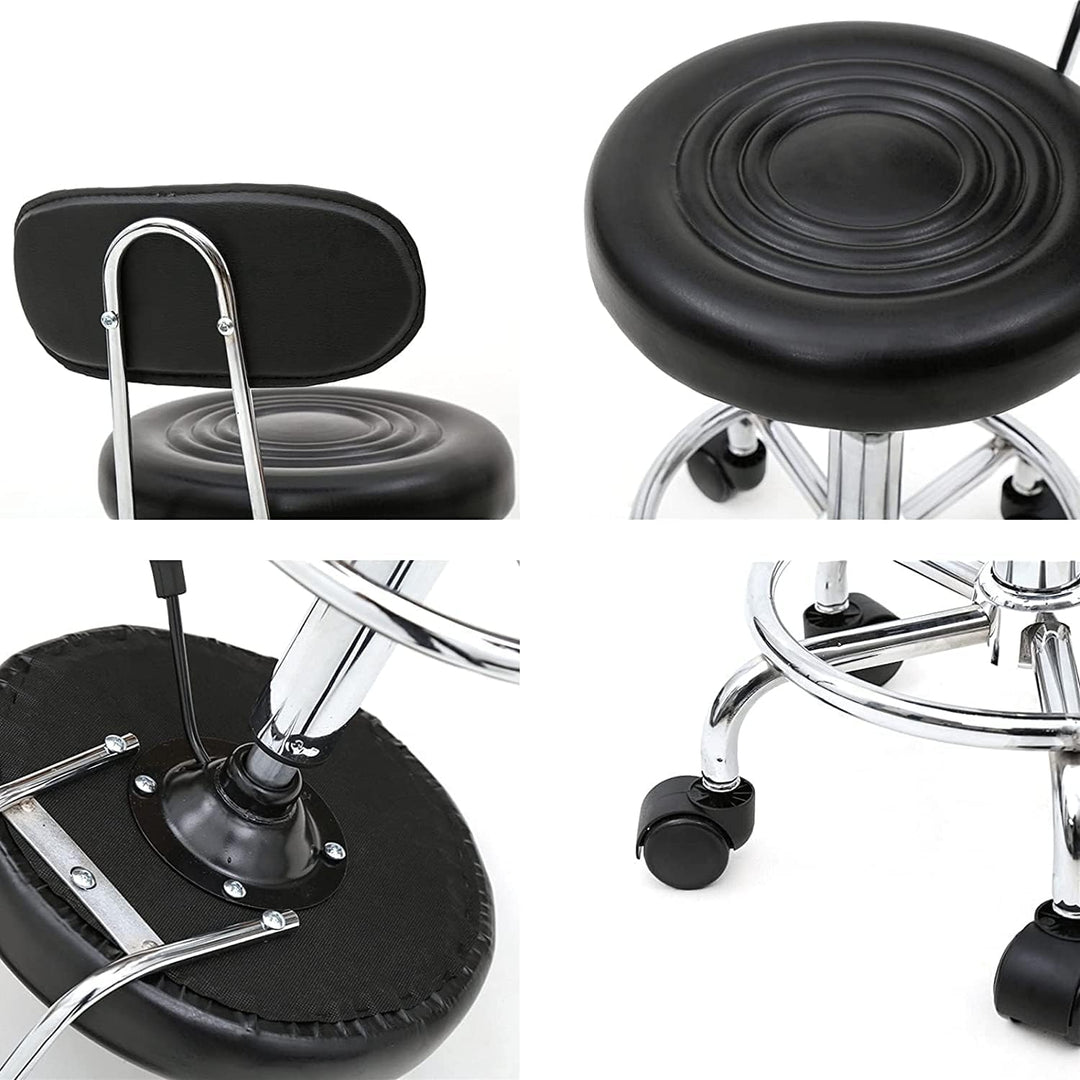 Ergonomischer Rollhocker mit Rückenlehne Arbeitshocker Drehhocker Rollhocker 360° drehbar Höhenverst