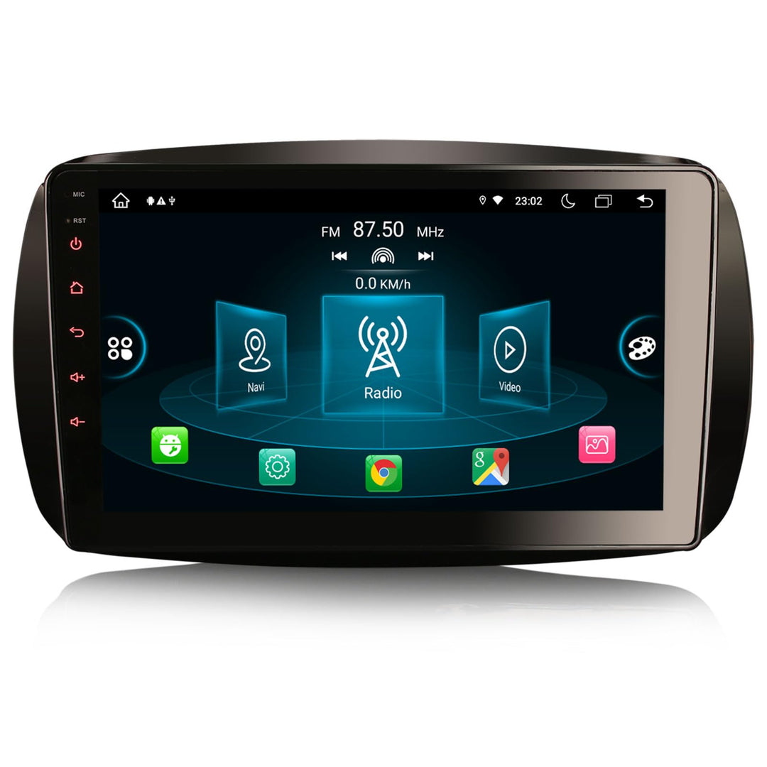 Erisin Android 14 8-Kern 4GB RAM+ 64GB ROM Autoradio Mit GPS Navi für Mercedes-Benz SMART 9 Zoll Tou