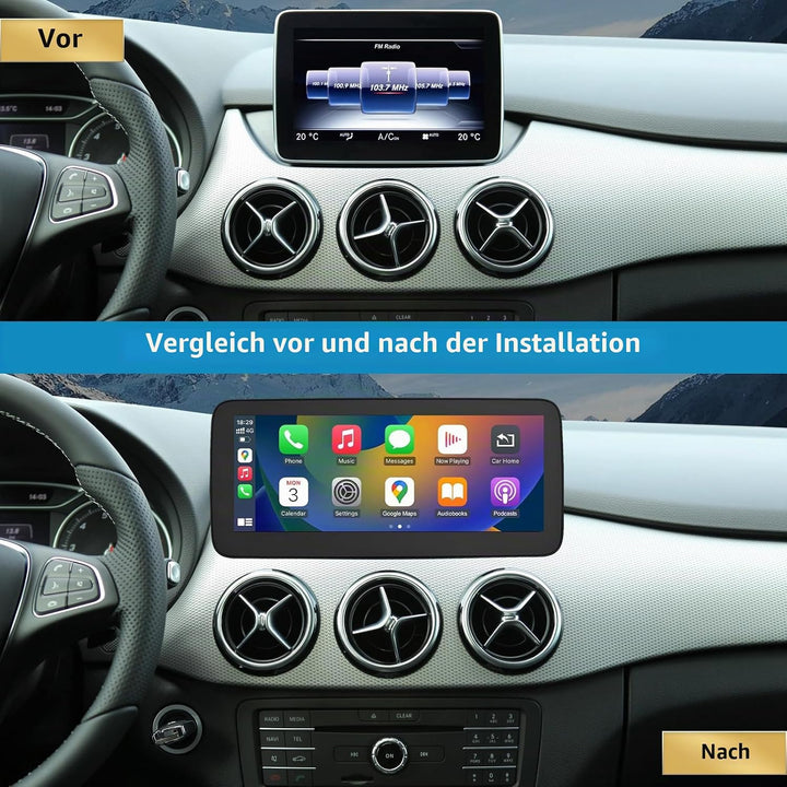 Autoradio 10,25 Zoll Touchscreen für 2015-2018 Mercedes Benz B-Klasse W246 mit NTG 5,0/5,1/5,2, unte