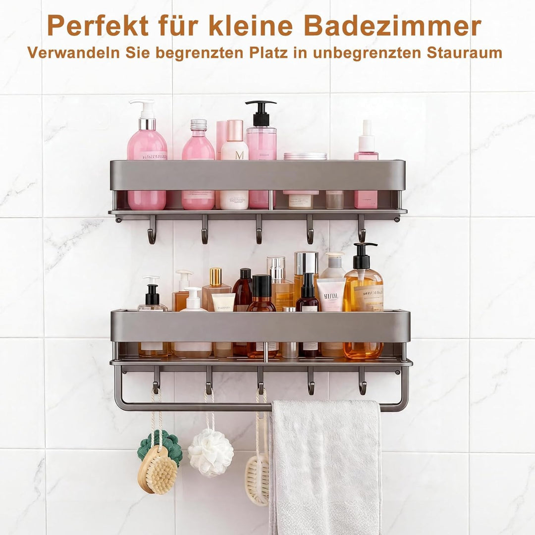 Dadregal Ohne Bohren 2 Stück, Duschablage Ohne Bohren, Shampoo Halterung für Dusche, Rostfreie Badez