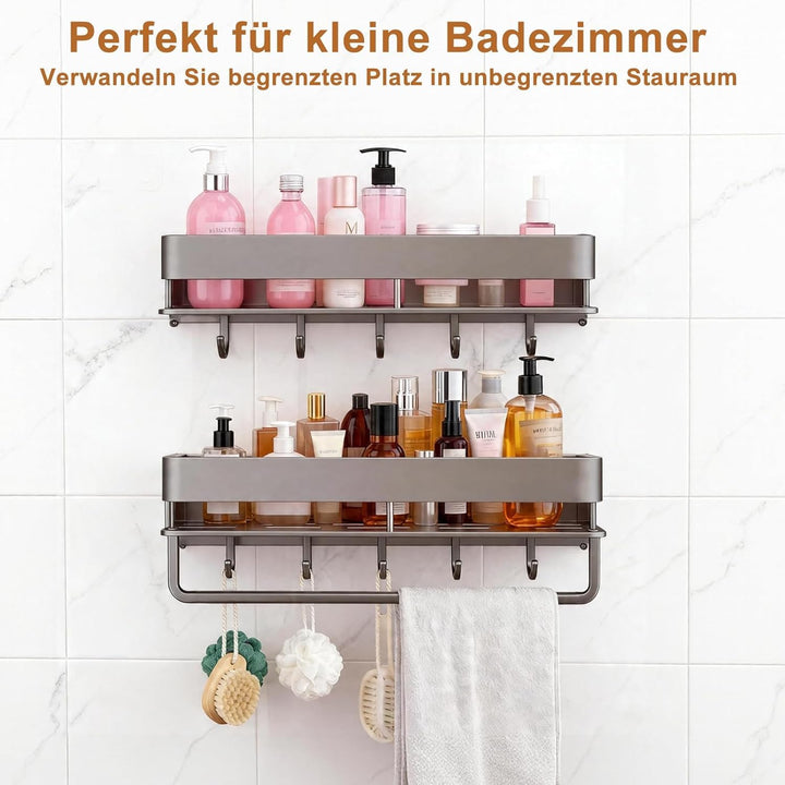 Dadregal Ohne Bohren 2 Stück, Duschablage Ohne Bohren, Shampoo Halterung für Dusche, Rostfreie Badez