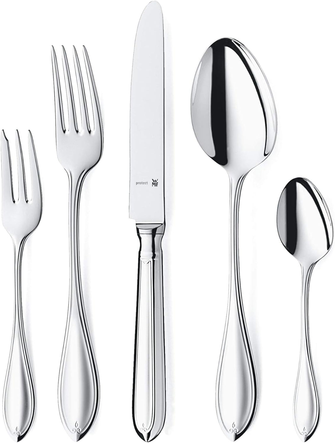 WMF Premiere Edelstahl Besteck Set 6 Personen, Essbesteck Set 30 teilig, Hohlheftmesser, Cromargan p